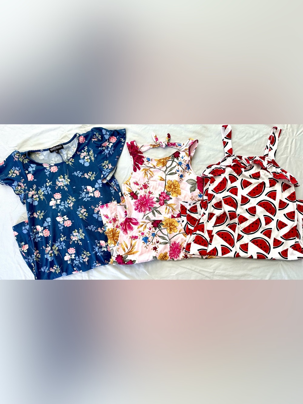 Girls Dress Lot of 3 Size 10/12 Floral Watermelon Summer Dresses